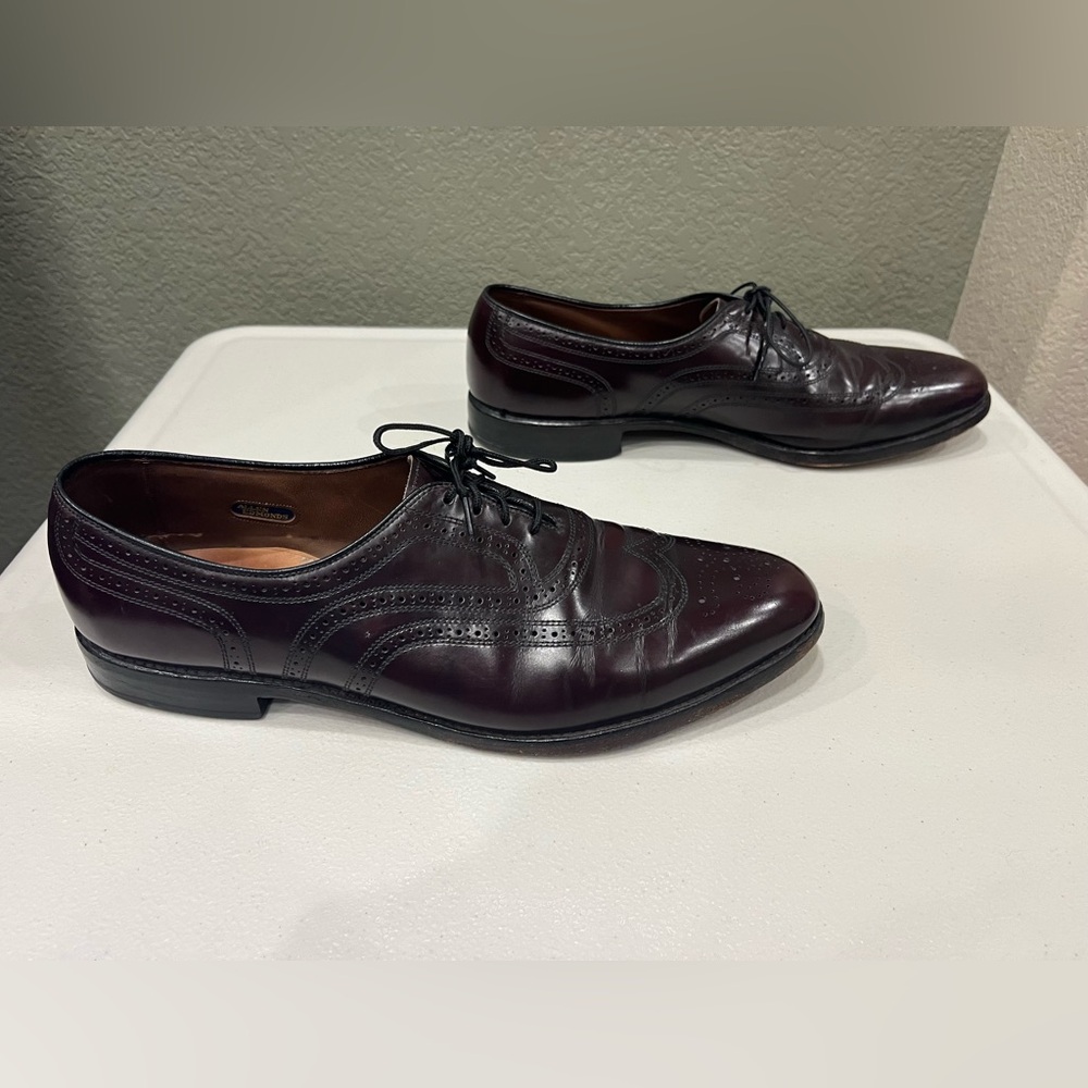 Allen Edmonds Townley Men 12 Wingtip Oxford Shoes Burgundy Leather Made In USA
